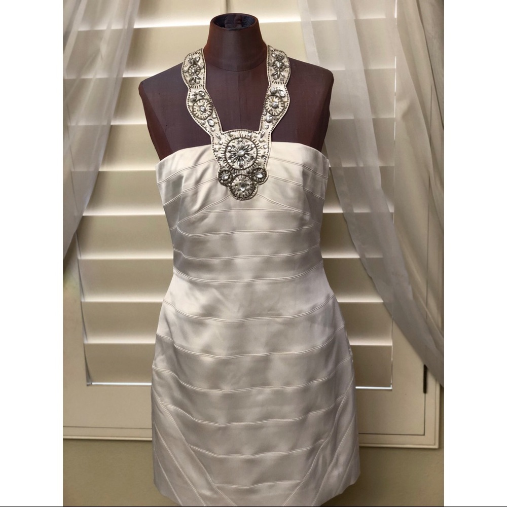 HALTER NECK WHITE COCKTAIL DRESS BY LAUNDRY